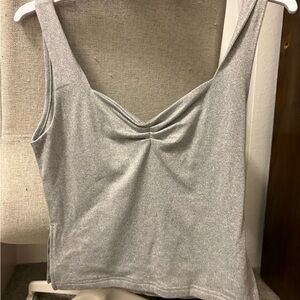 Gray and White Women's Top